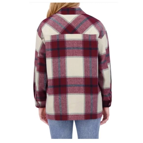 NWT HFX Women's Button Down Front Pocket Shirt Jacket Red Size Large $80 EE437 - Picture 3 of 3